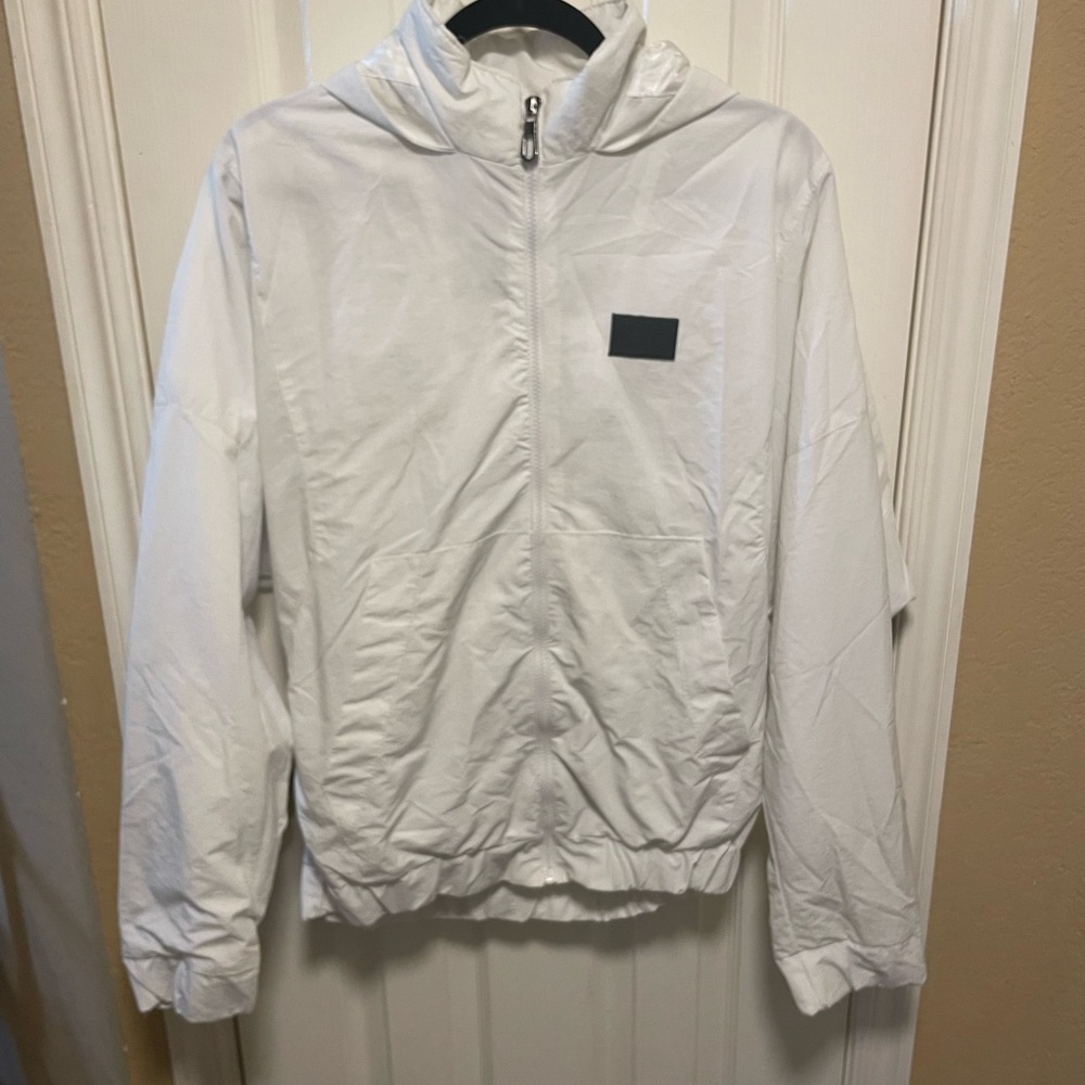 Breezy Choose Your Future White Golf Windbreaker Jacket with Hood
